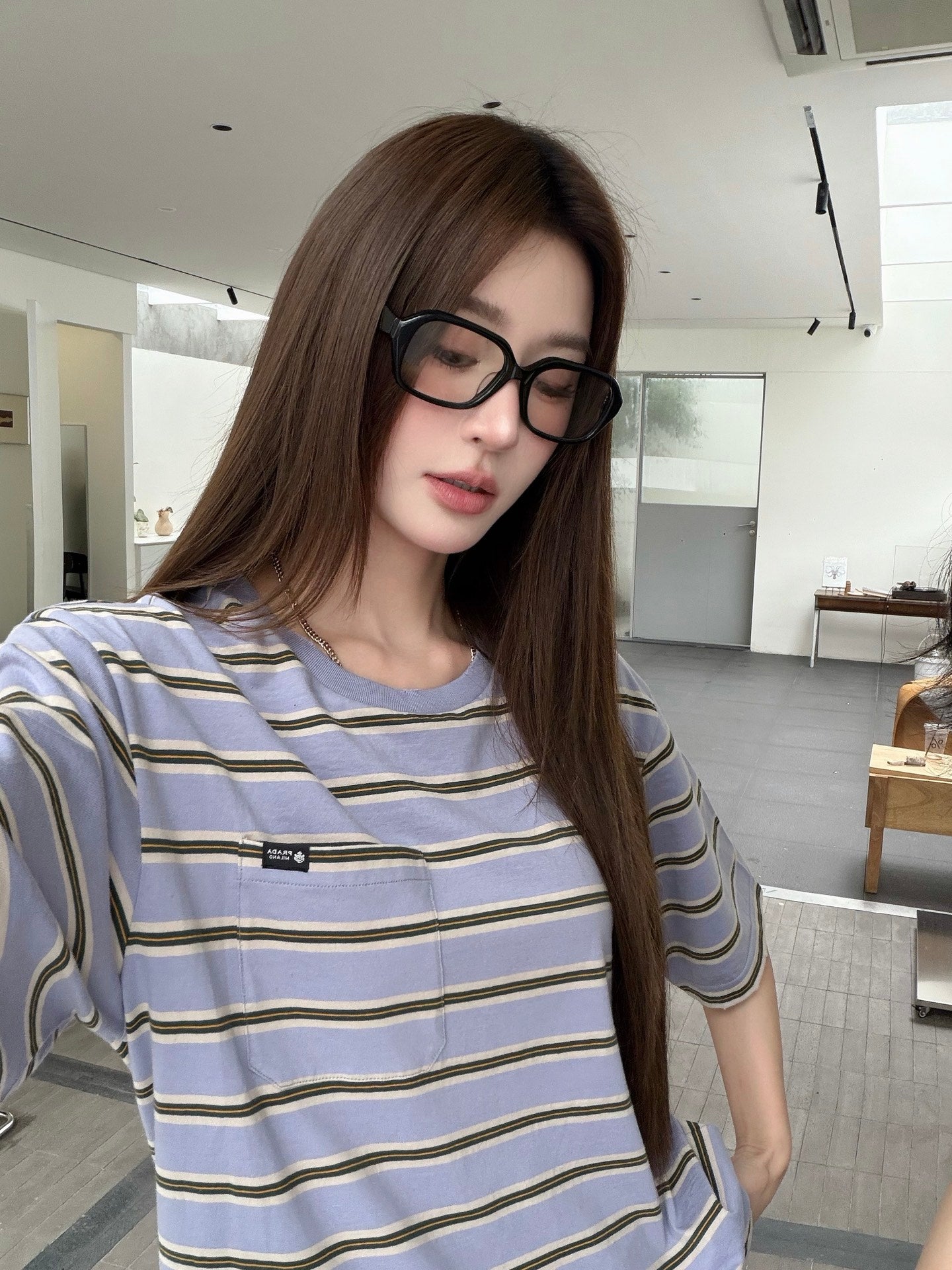 2026 Women's GS Logo Striped Short Sleeve (FF791)