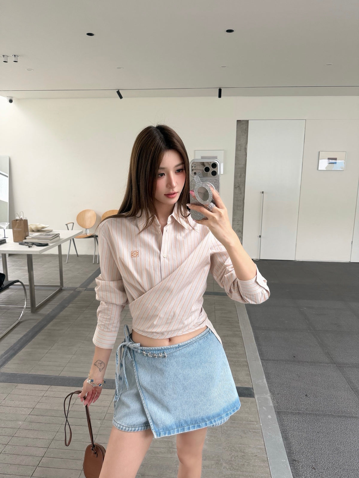 2026 Women's GS Letter Metal Denim Short Skirt (FF792)