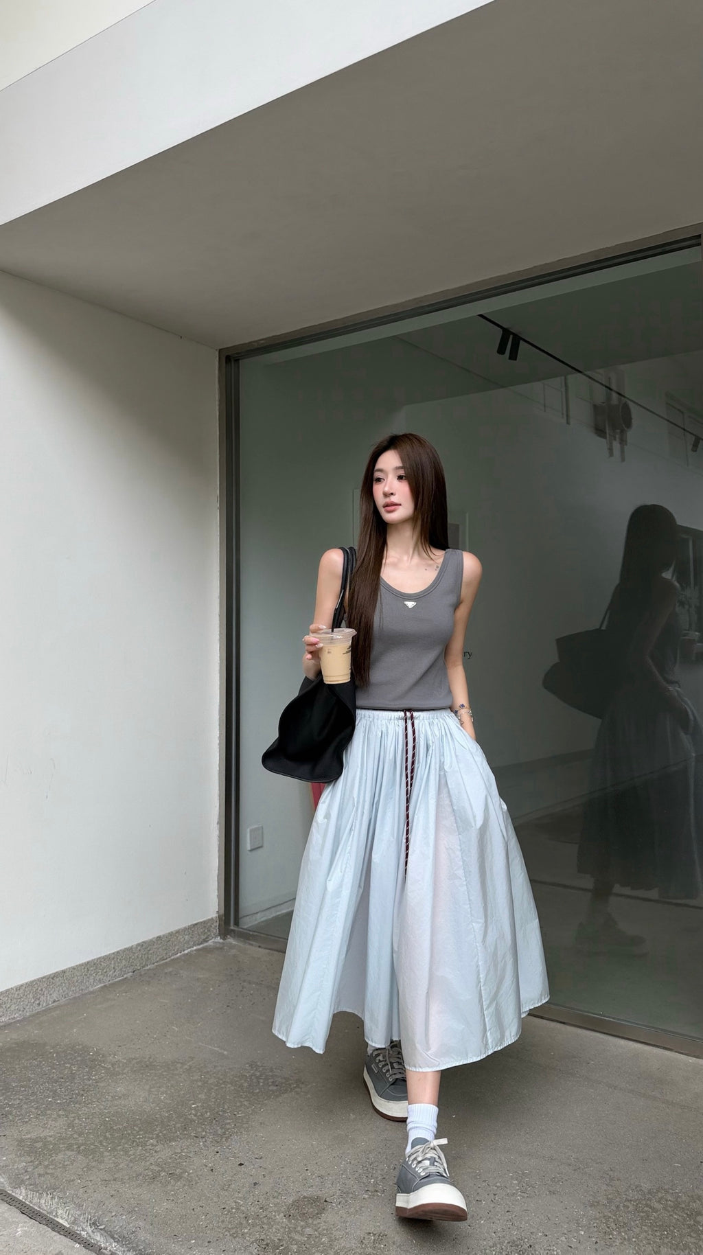 2026 Women's GS Triangle Pattern Pleated Long Dress (FF770)