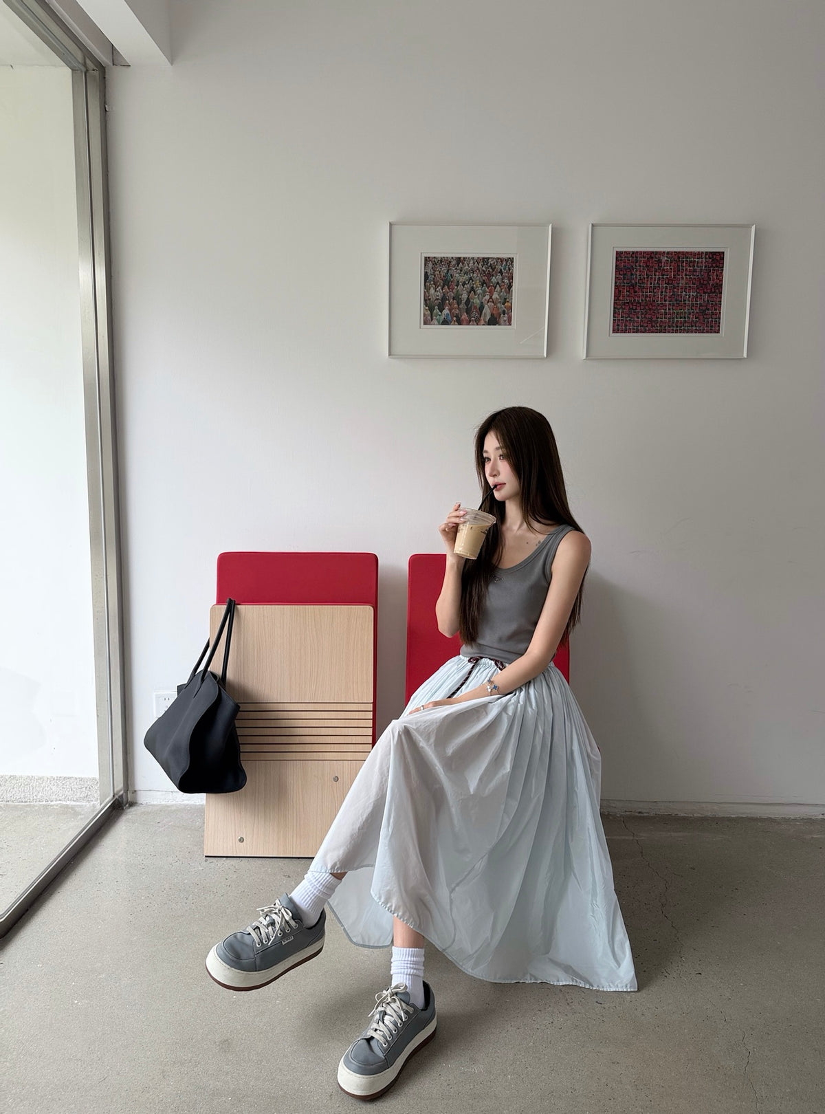 2026 Women's GS Triangle Pattern Pleated Long Dress (FF770)