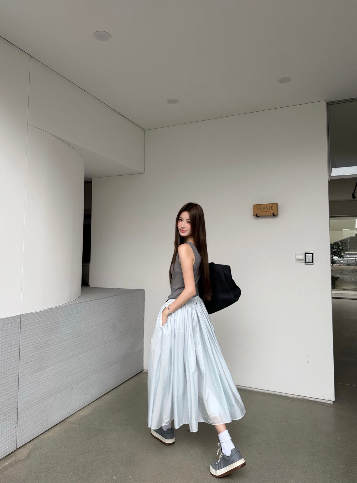 2026 Women's GS Triangle Pattern Pleated Long Dress (FF770)