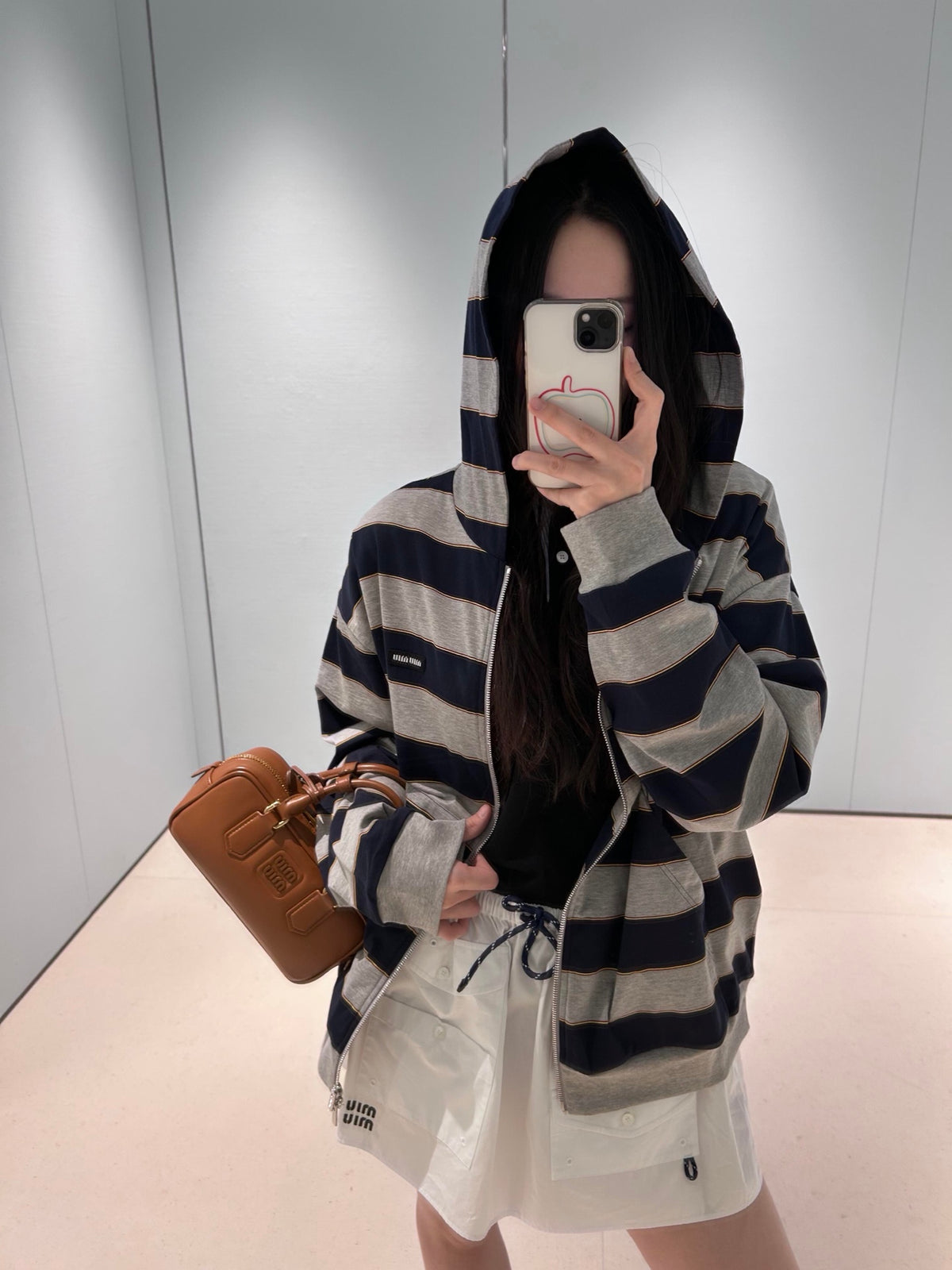 2026 Women's GS Logo Striped Hooded Coat (DD155)