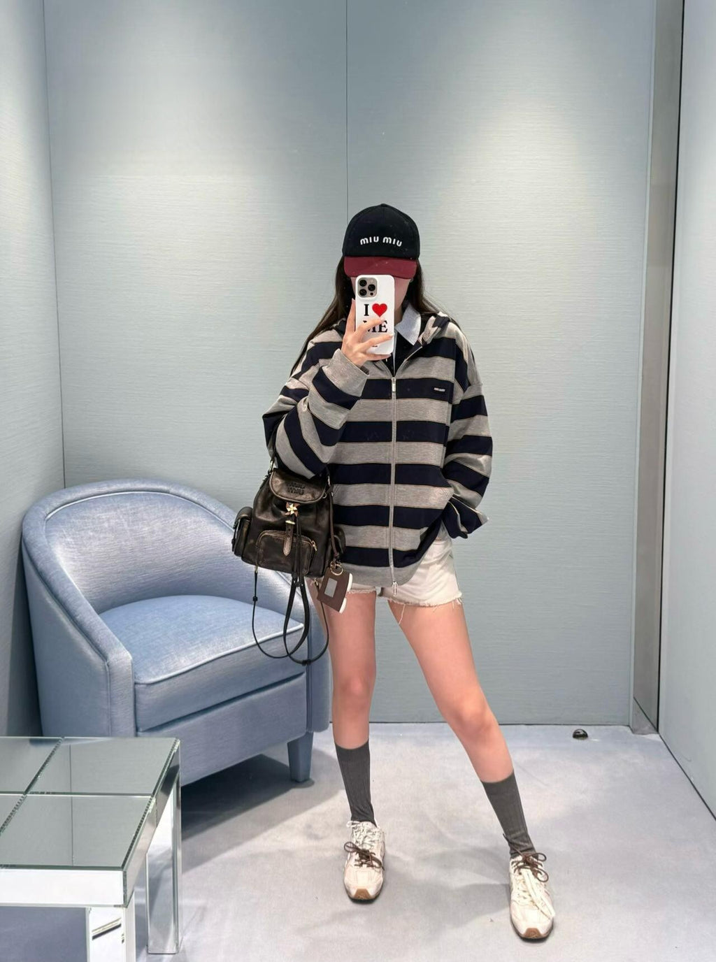 2026 Women's GS Logo Striped Hooded Coat (DD155)
