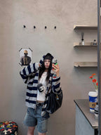 2026 Women's GS Logo Striped Hooded Coat (DD155)
