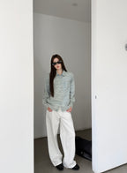 2026 Women's GS Logo Washed Denim Pearl Shirt (FF805)