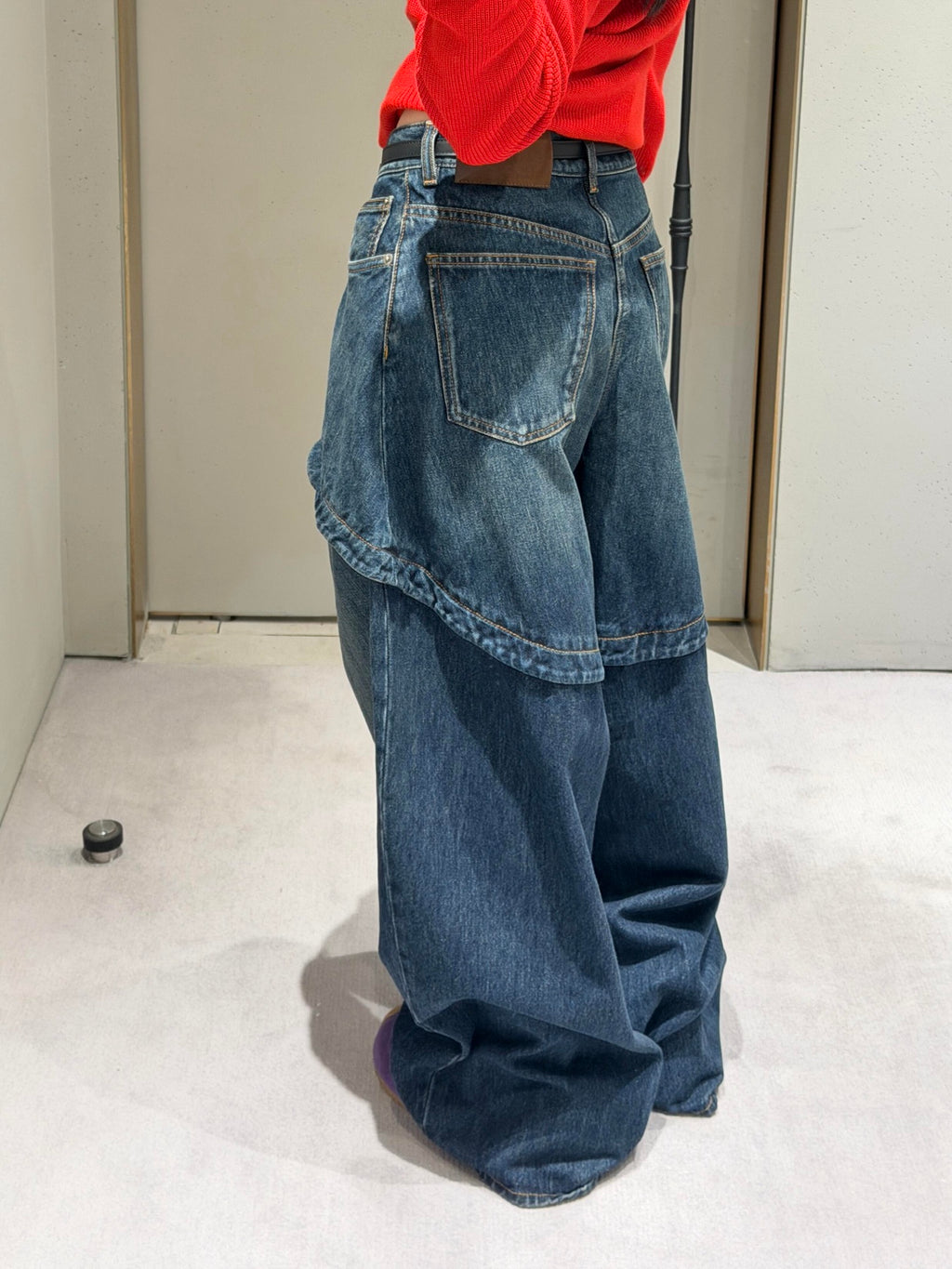 2026 Women's GS Leather Asymmetric Jeans (DD178)