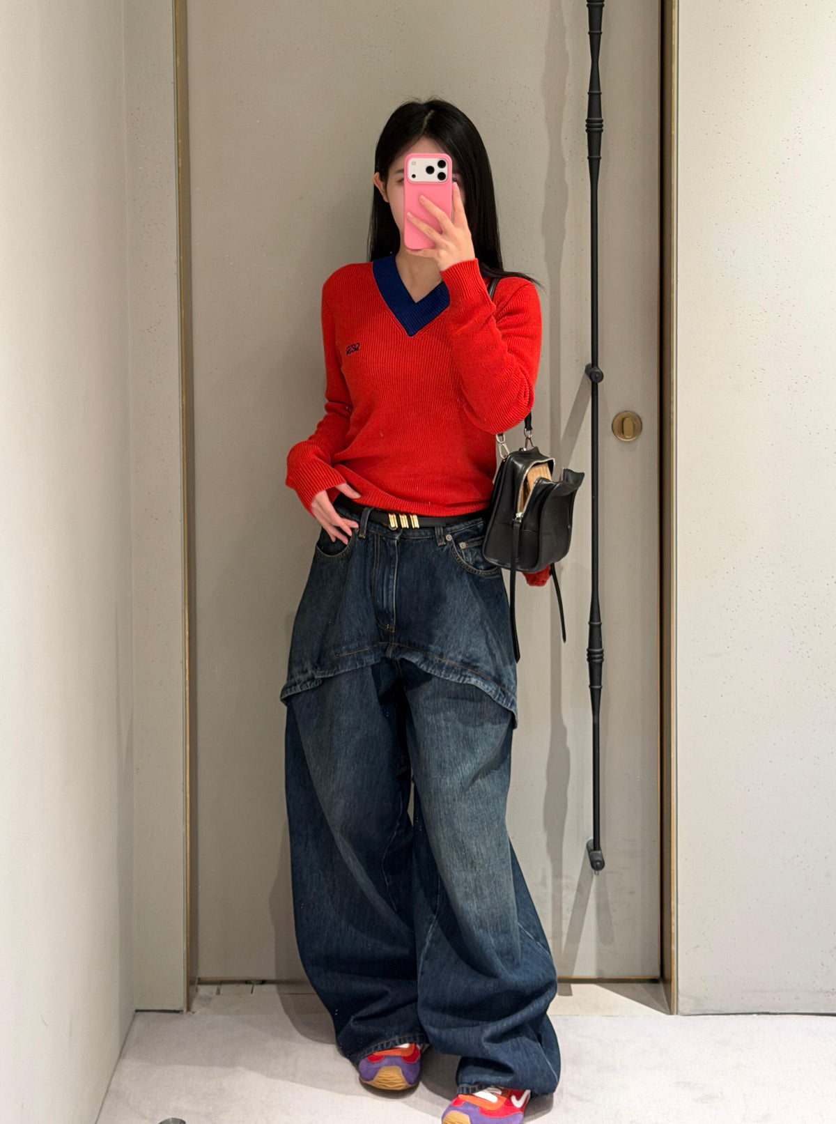 2026 Women's GS Leather Asymmetric Jeans (DD178)