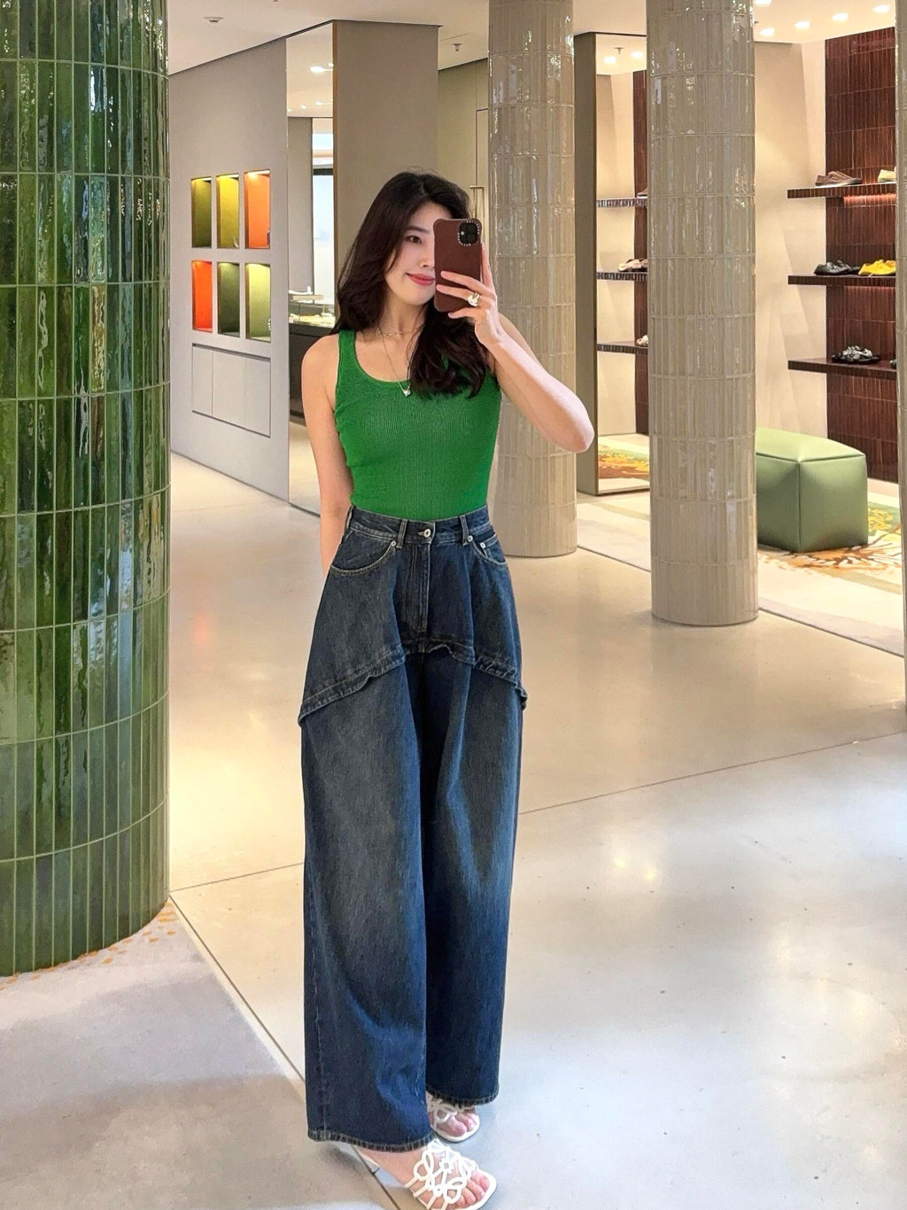 2026 Women's GS Leather Asymmetric Jeans (DD178)