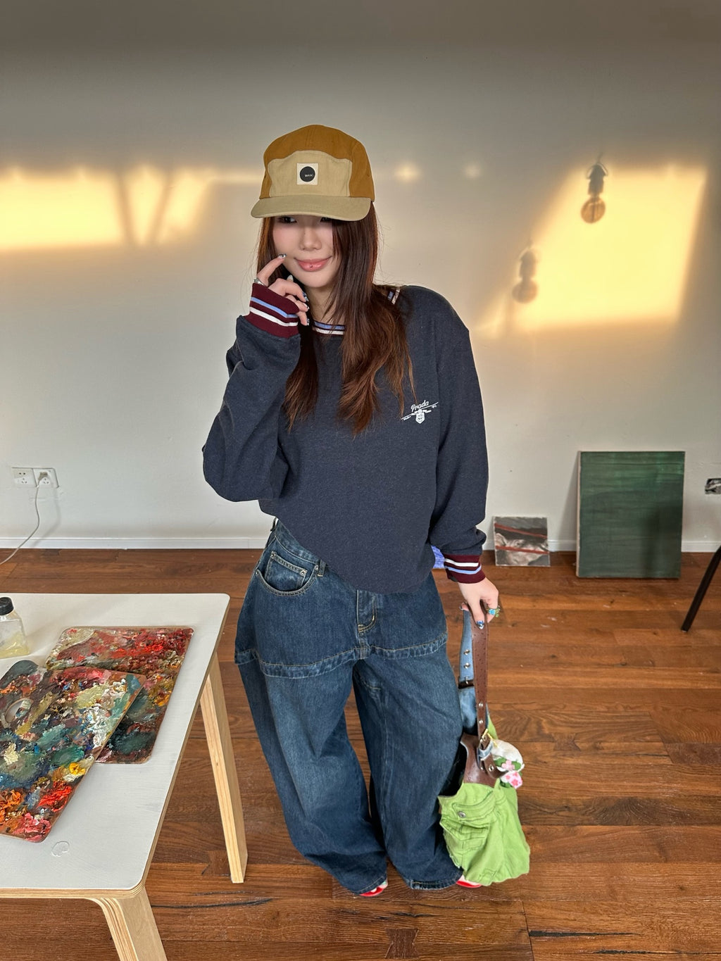 2026 Women's GS Leather Asymmetric Jeans (DD178)