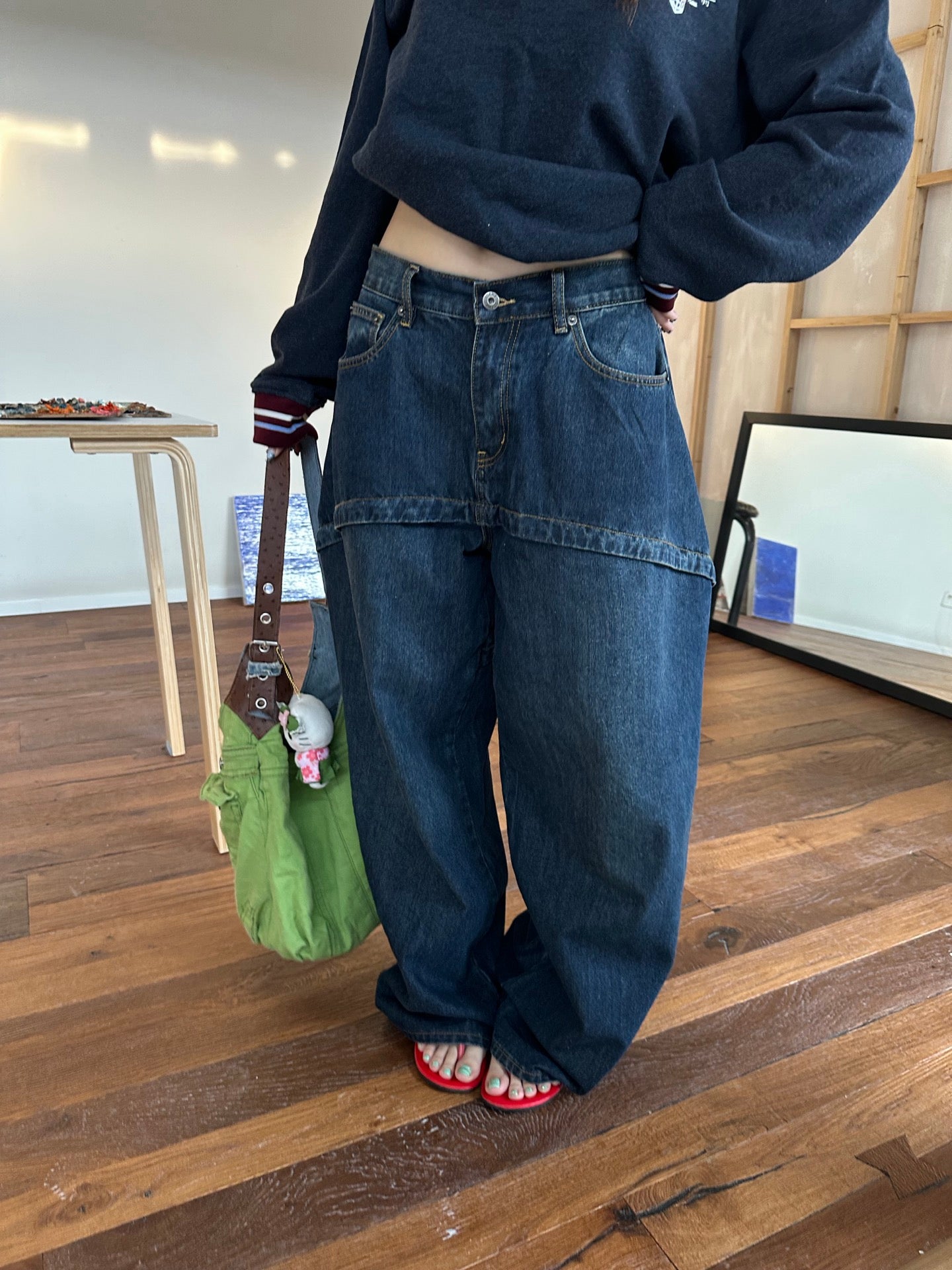 2026 Women's GS Leather Asymmetric Jeans (DD178)
