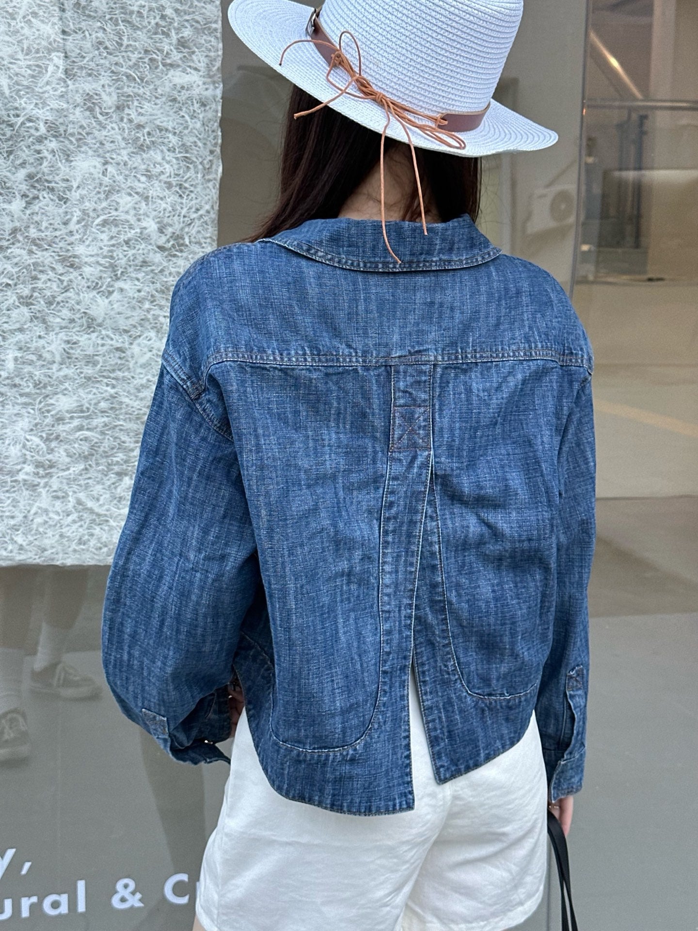 2026 Women's GS Leather Patch Denim Jacket (EE436)