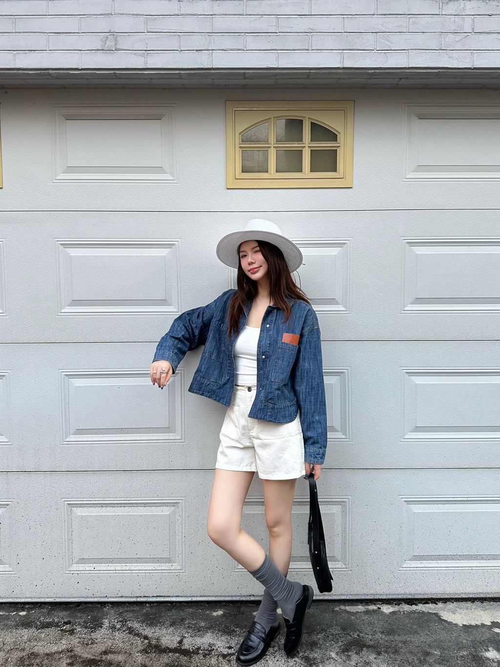 2026 Women's GS Leather Patch Denim Jacket (EE436)