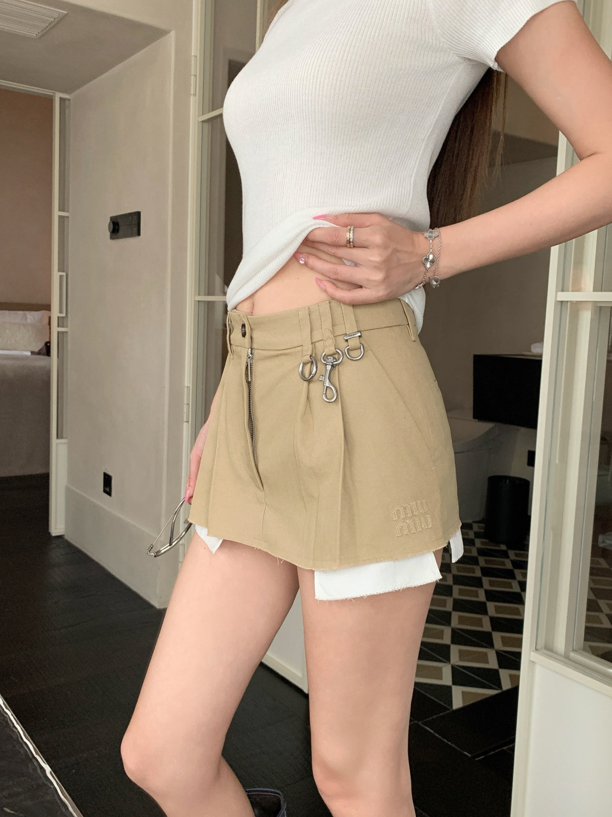 2026 Women's GS Logo Metallic Short Skirt (FF796)