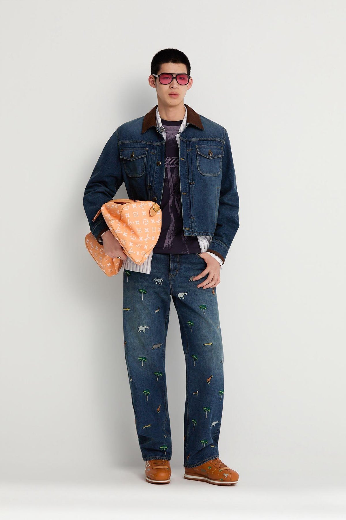 2026 New Model GS Leather Detail Denim Jacket (BB872-C25)