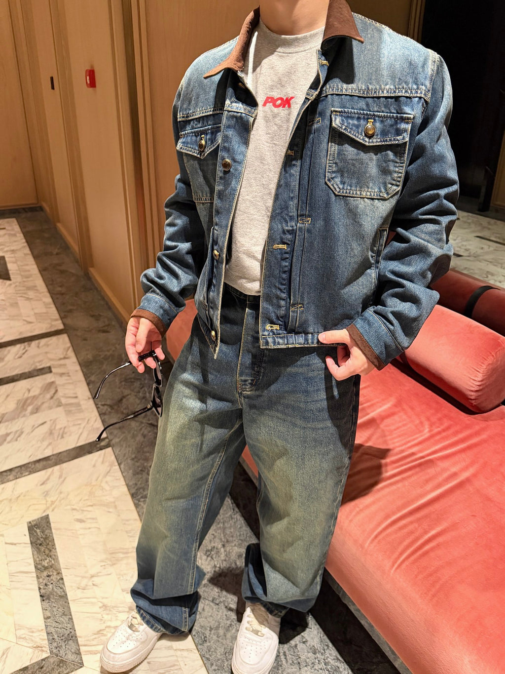 2026 New Model GS Leather Detail Pockets Denim Jeans (BB4018-B80)