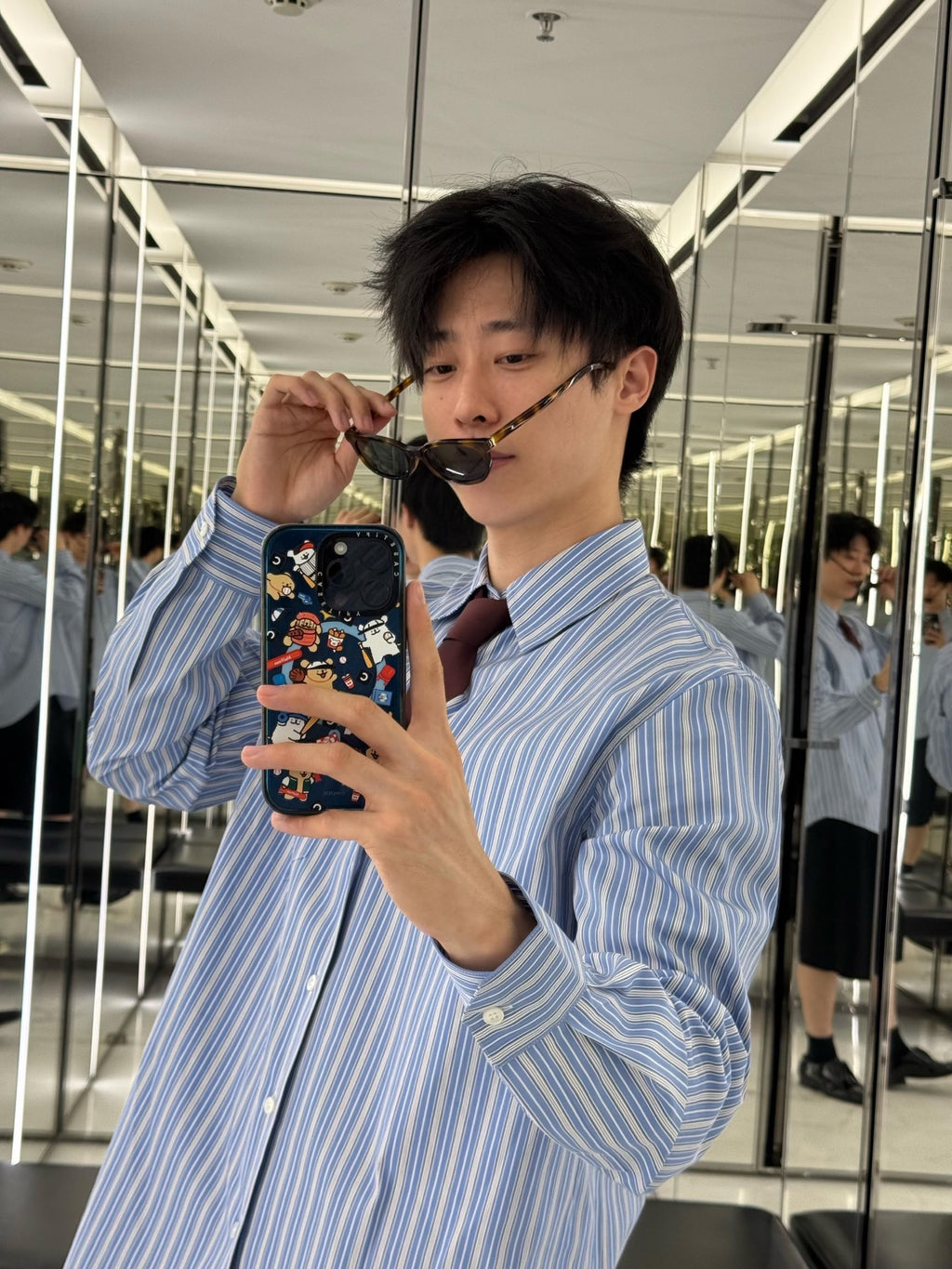 2026 New Edition GS Logo Embroidered Striped Shirt (BB4004-B35)