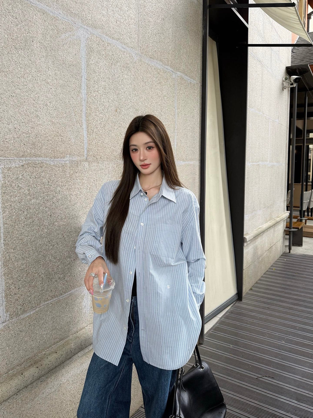 2026 Women's GS Double C Embroidered Striped Shirt (FF804)