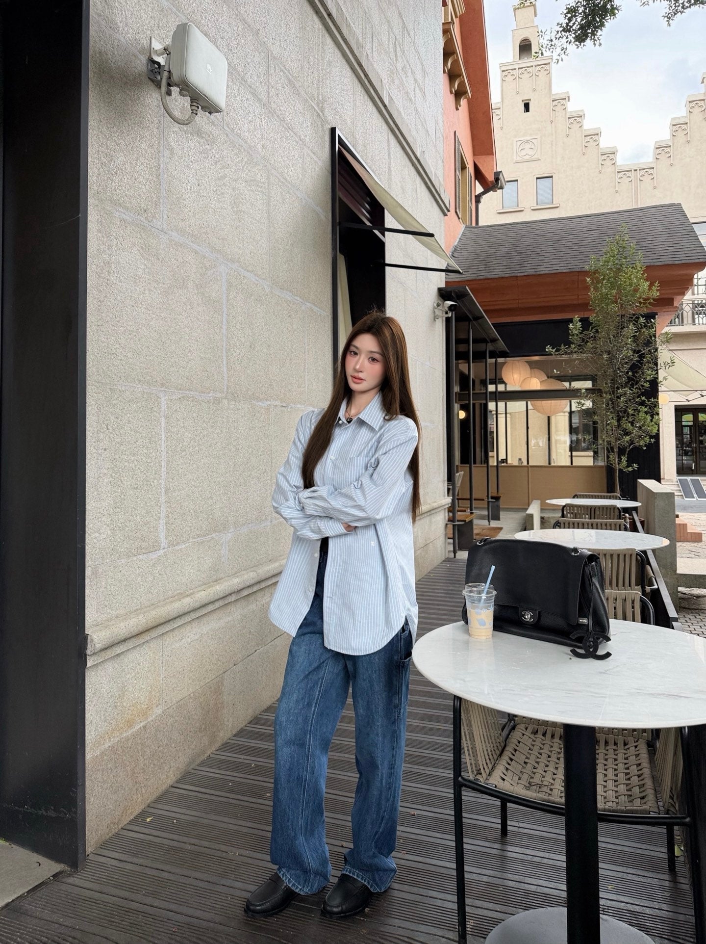 2026 Women's GS Double C Embroidered Striped Shirt (FF804)