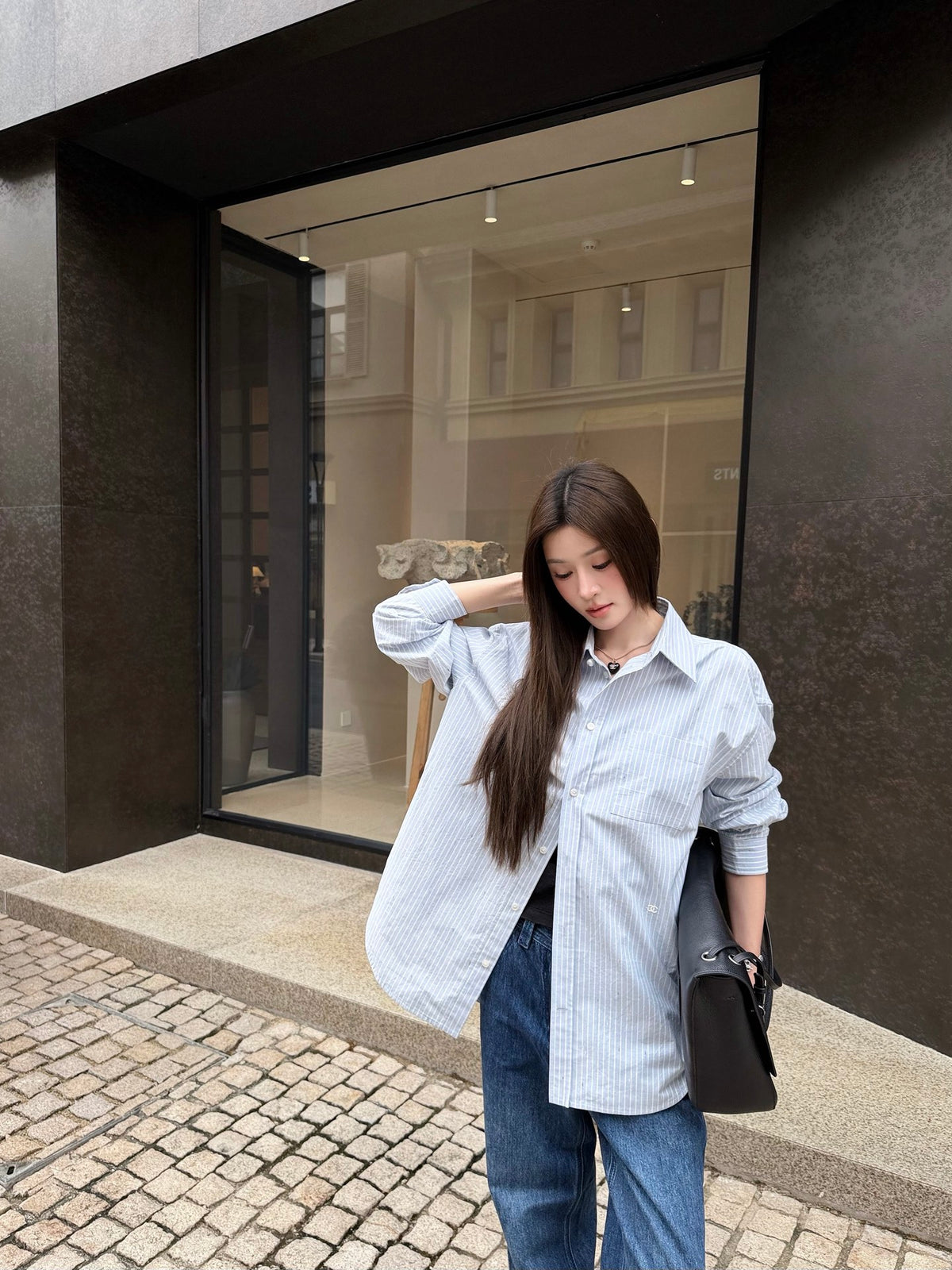 2026 Women's GS Double C Embroidered Striped Shirt (FF804)