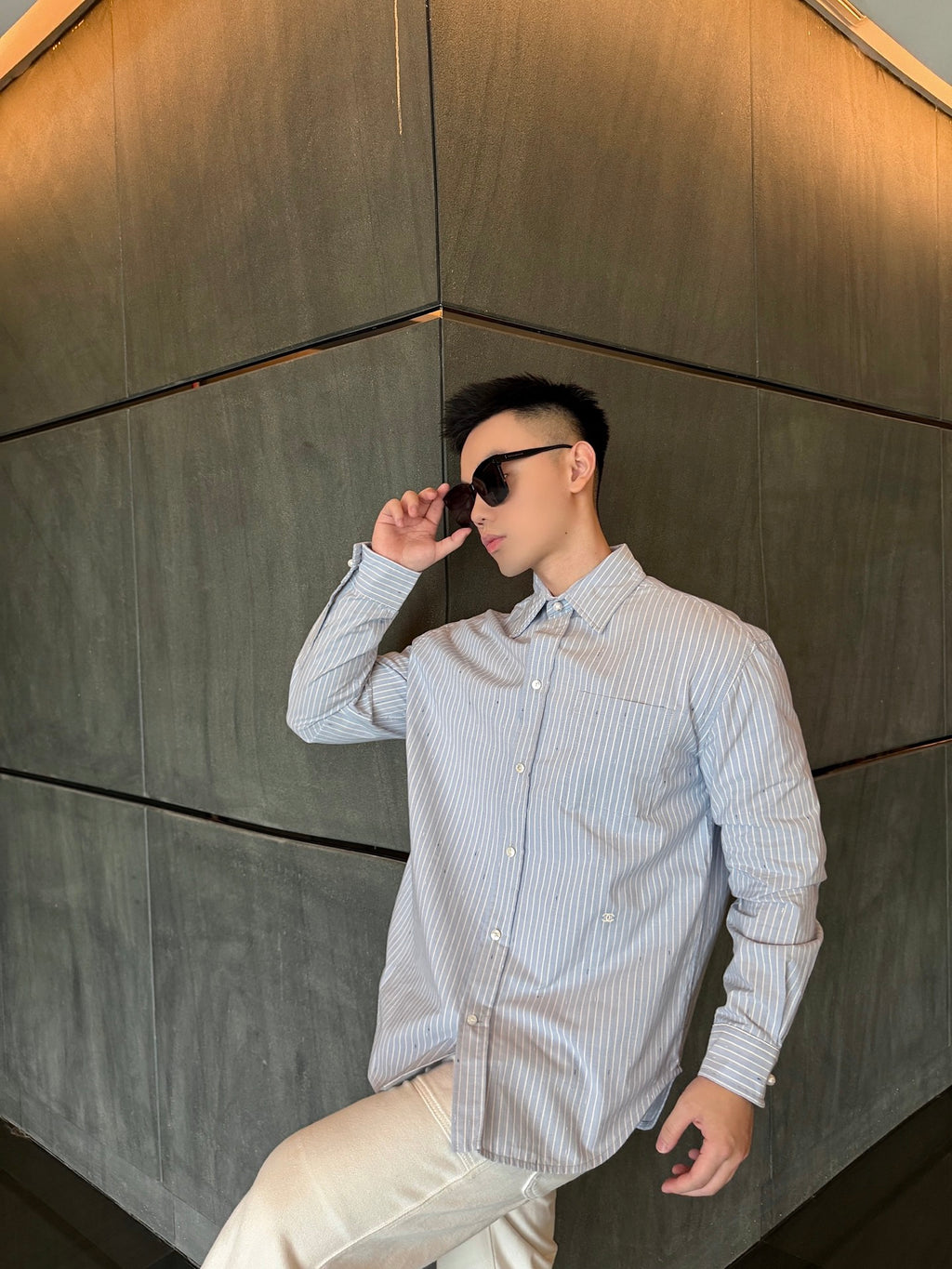 2026 New Model GS Double-C Embroidered Stripes Shirt (CC7008-B55)