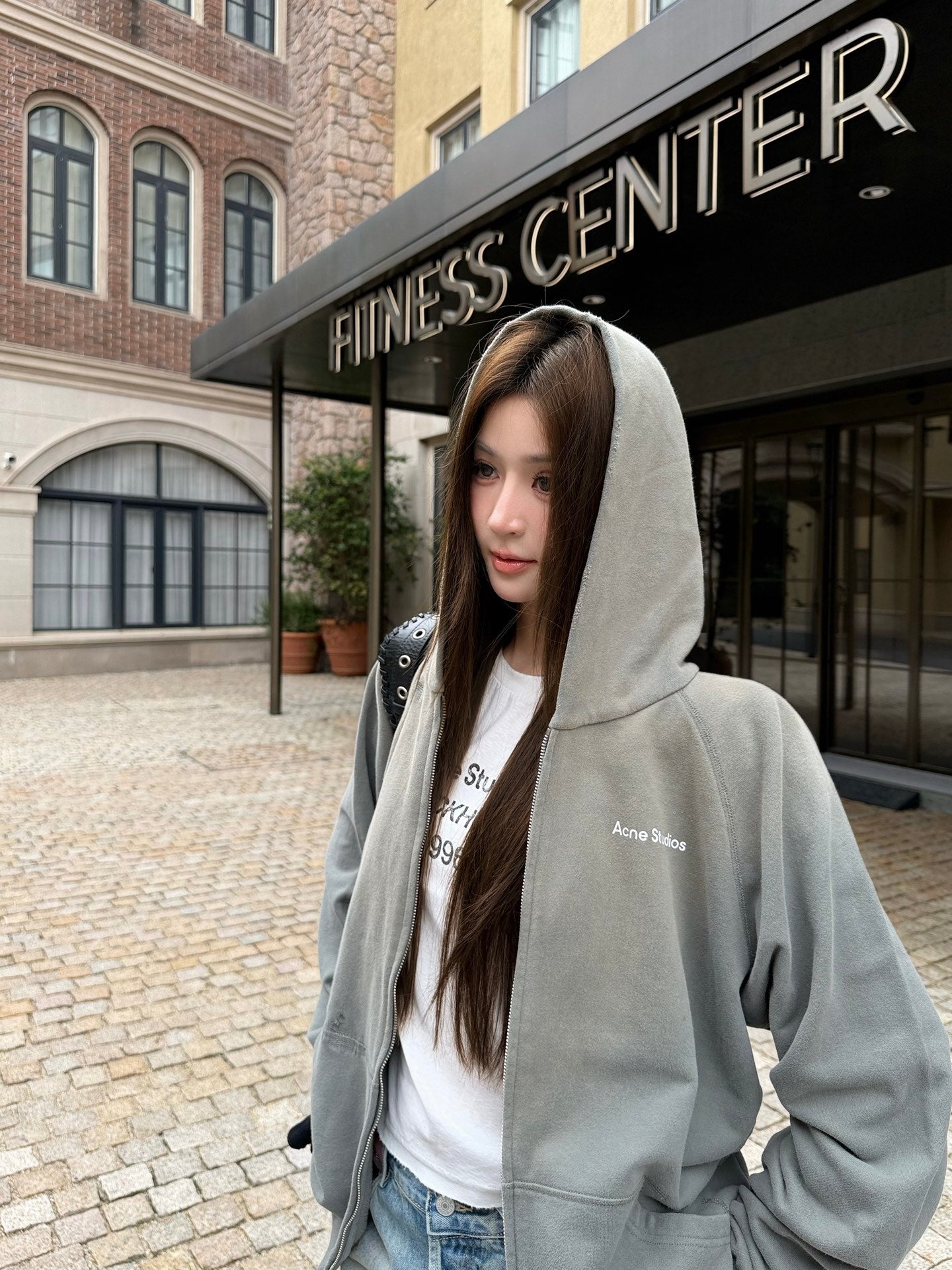 2026 Women's GS Printed Weathered Logo Hooded Coat (FF782)