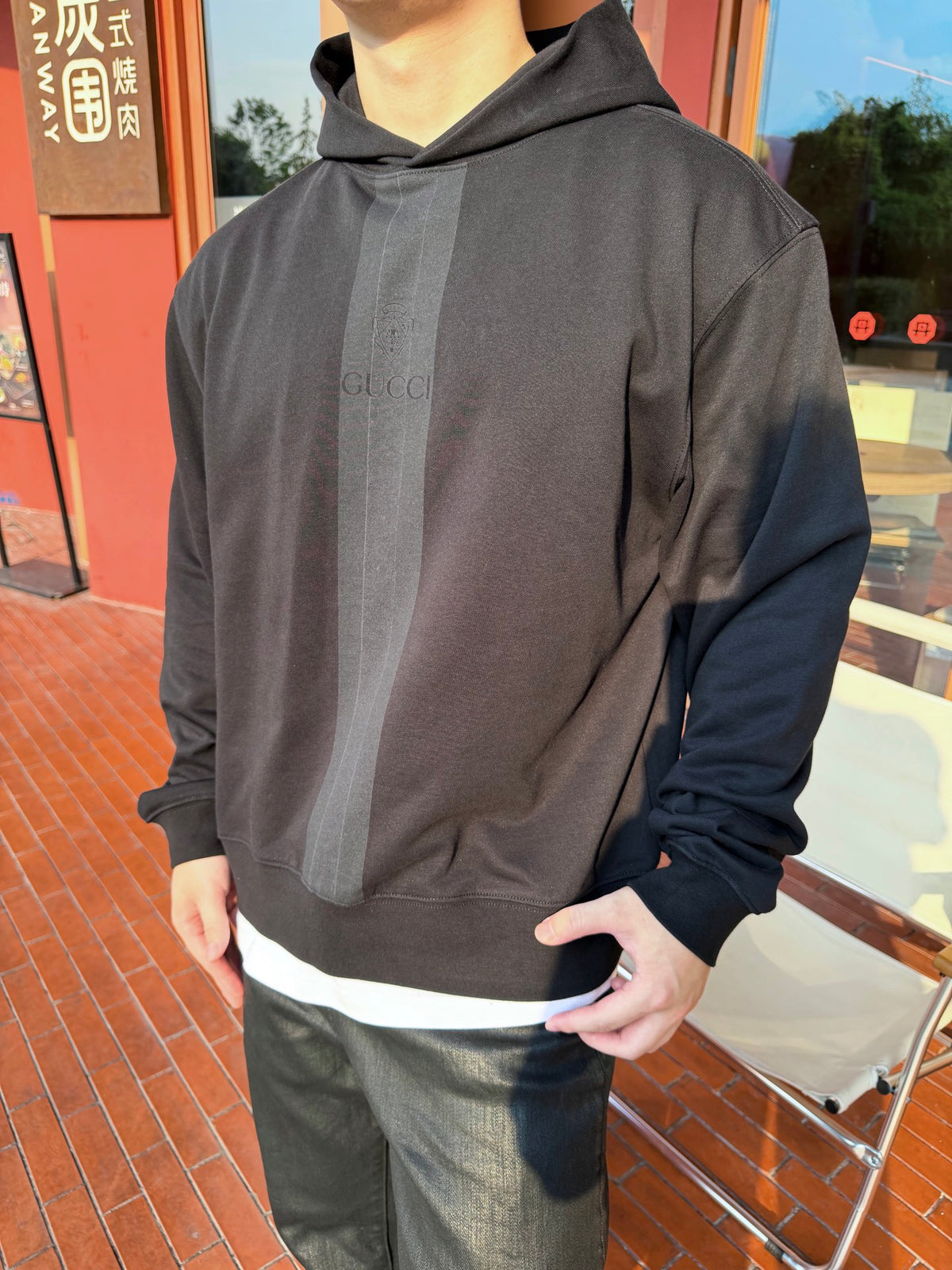 2026 New Model GS Logo Striped Hooded Sweatshirt (AA1002-B00)