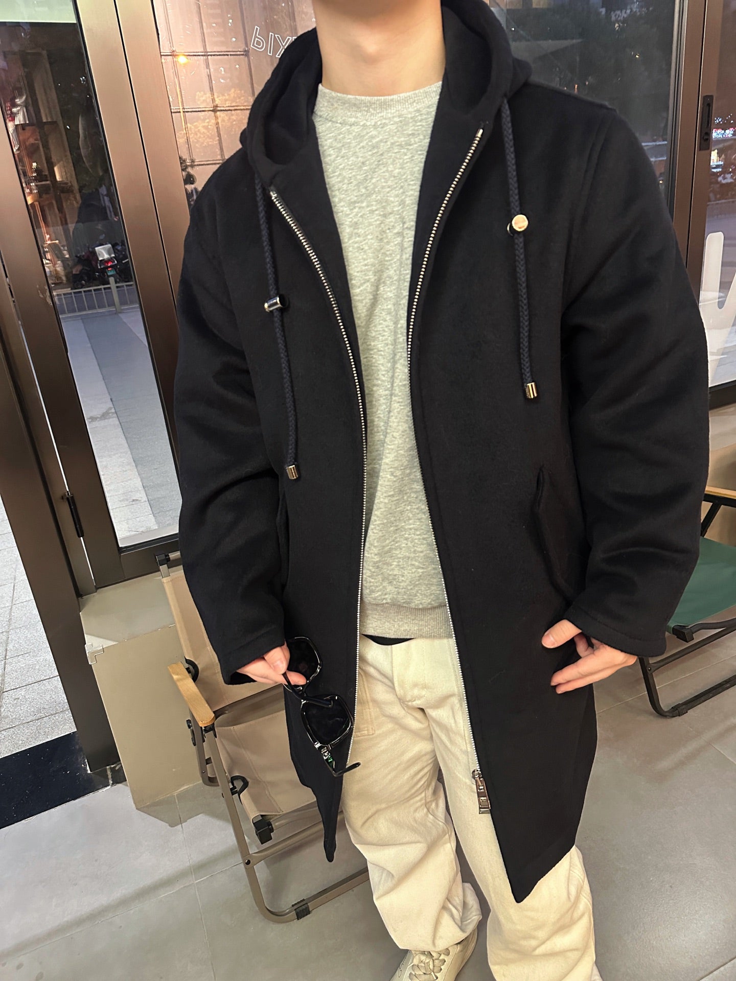 2026 New GS Leather Label Hooded Long Coat (25393-D40)