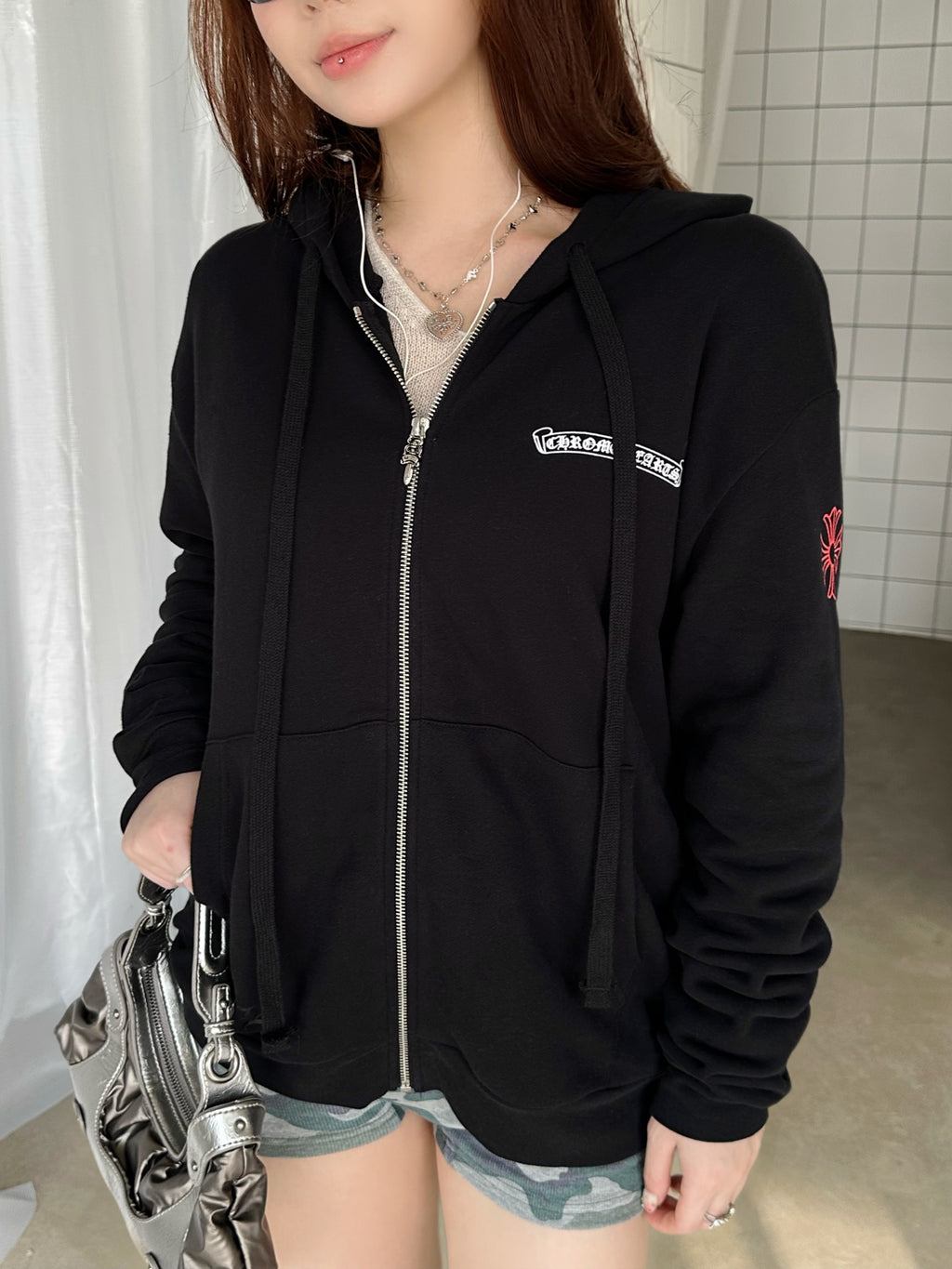 2026 Women's GS Letter Print Zip-Up Coat (DD187)