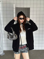 2026 Women's GS Letter Print Zip-Up Coat (DD187)