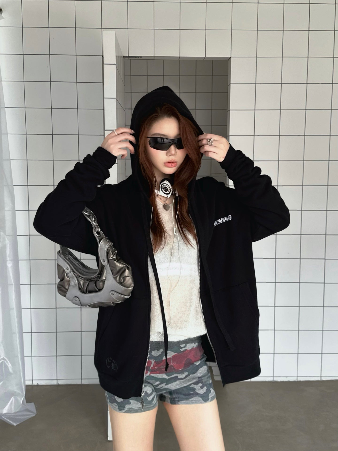 2026 Women's GS Letter Print Zip-Up Coat (DD187)