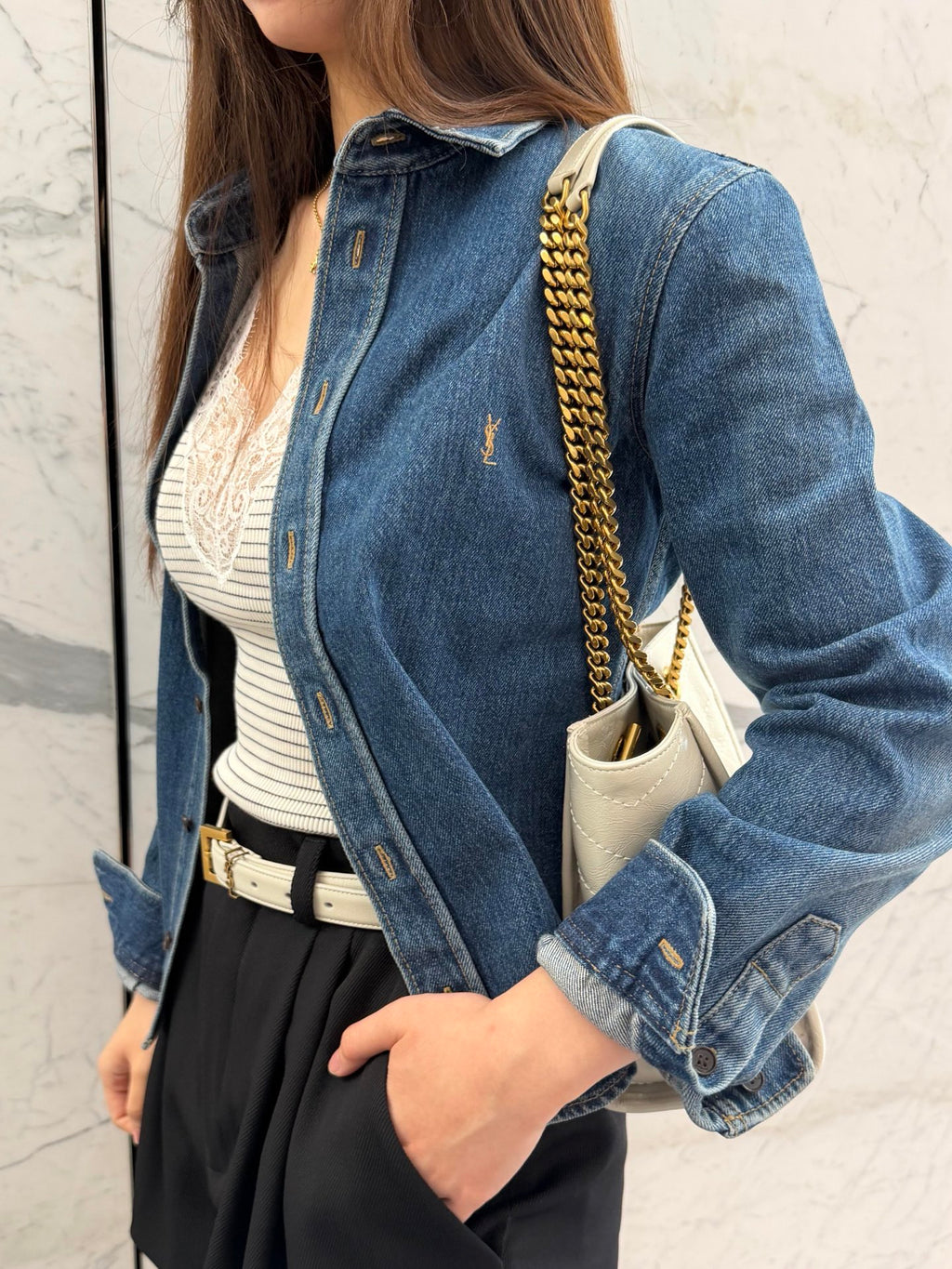 2026 Women's GS Embroidered Denim Shirt (EE444)