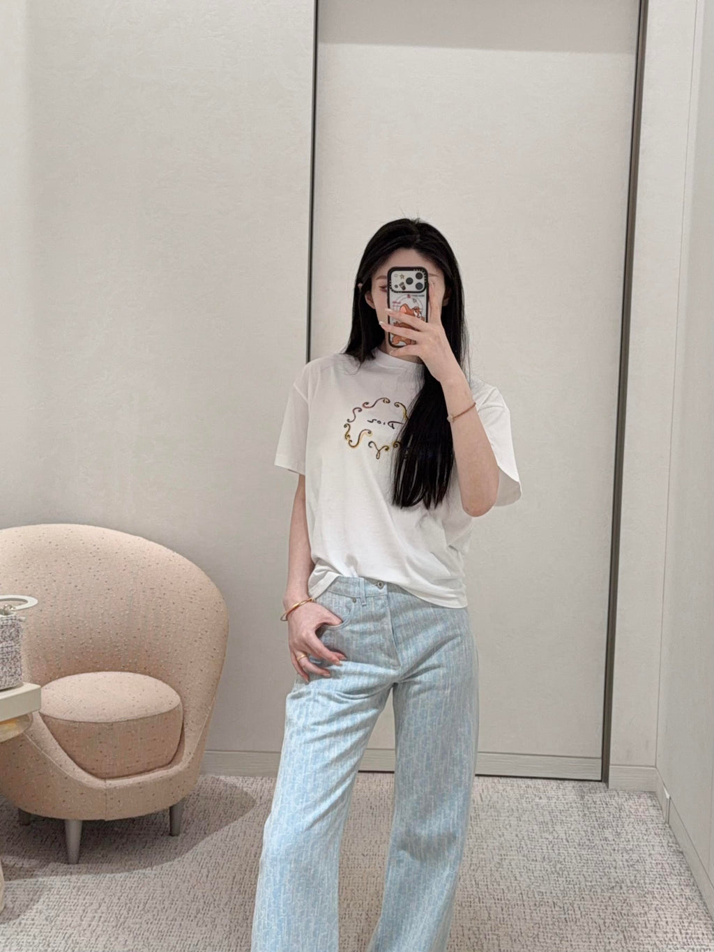 2026 Women's GS Full-Print Lettered Denim Pants (DD174)