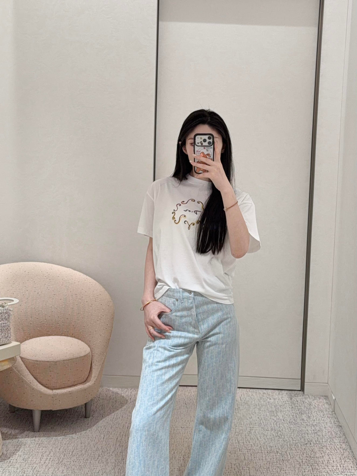2026 Women's GS Full-Print Lettered Denim Pants (DD174)