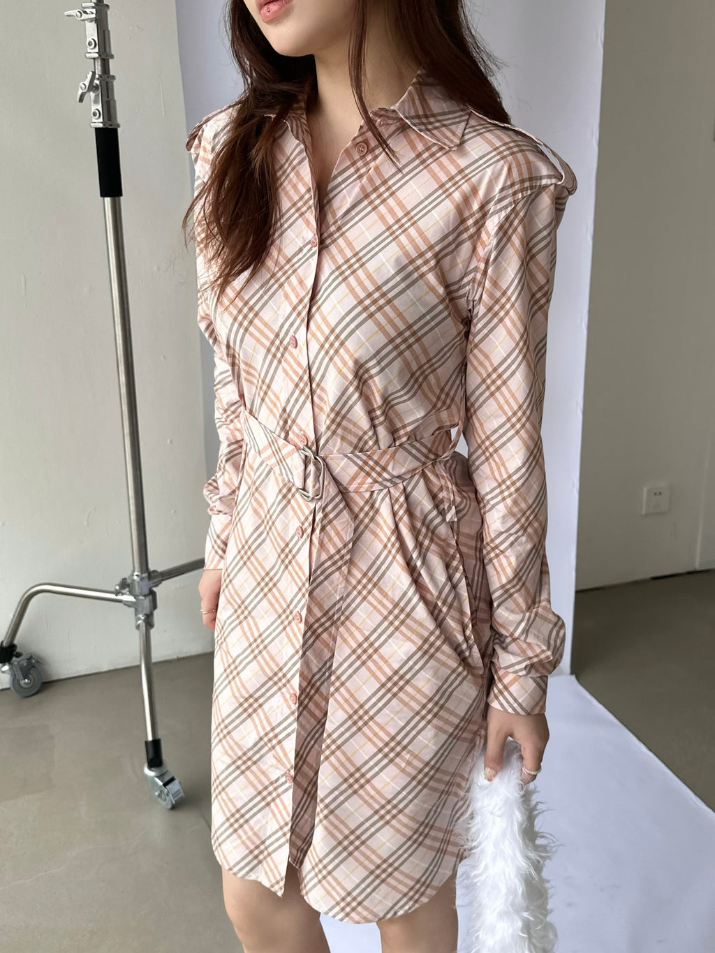2026 Women's GS Check Blouse-style Dress (DD165)