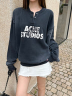 2026 Women's GS Logo Printed Vintage Sweatshirt (FF765)