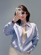 2026 Women's GS Logo Check Pattern Zip-Up Coat (FF824)