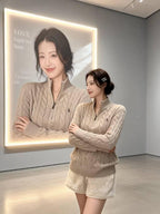 2026 New GS Decorative Knot Zip Knit Sweater (CC919-B30)