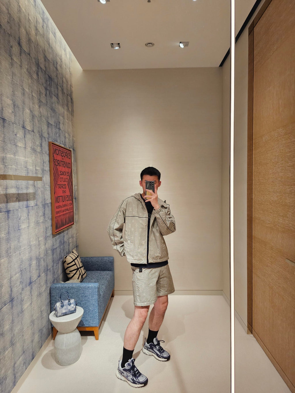 2026 new model GS logo check-pattern lined zipper pants (AA659-B85)