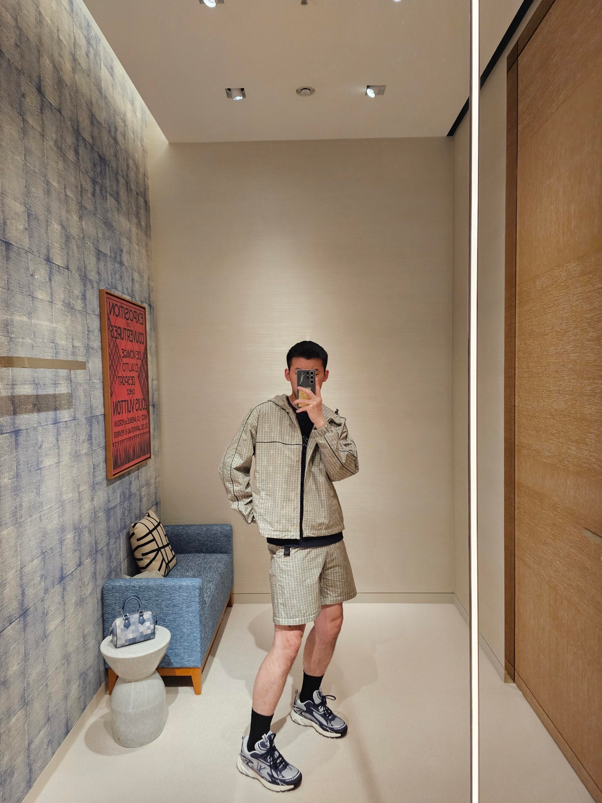 2026 new model GS logo check-pattern lined zipper pants (AA659-B85)