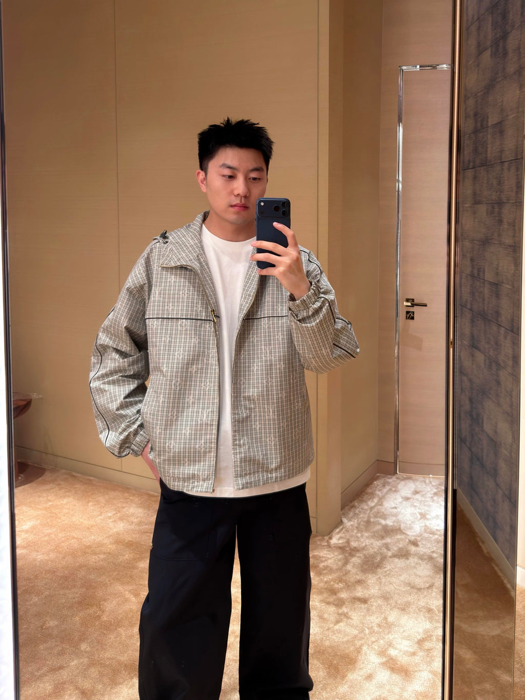 2026 New Model GS Logo Checkered Hooded Jacket (AA678-C15)