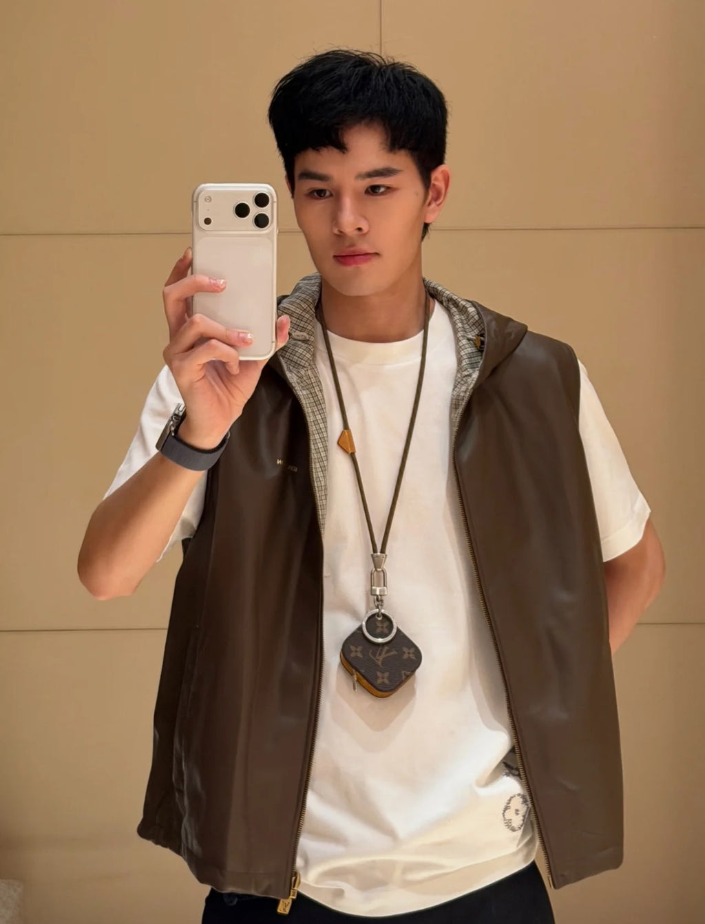 2026 New Model GS Check Double-sided Leather Jacket (AA630-C05)
