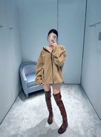 2026 Women's GS Embroidered Logo Hooded Coat (FF821)