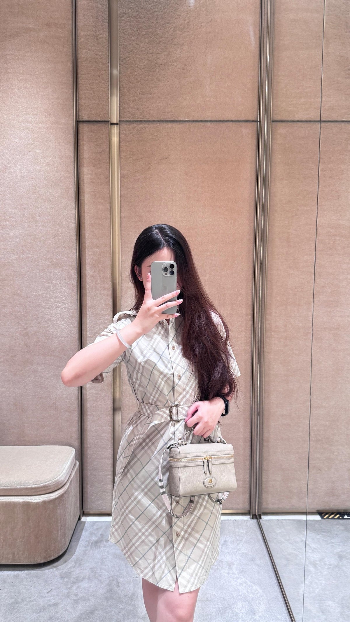 2026 Women's GS Embroidered Checkered Shirt-style Dress (DD180)