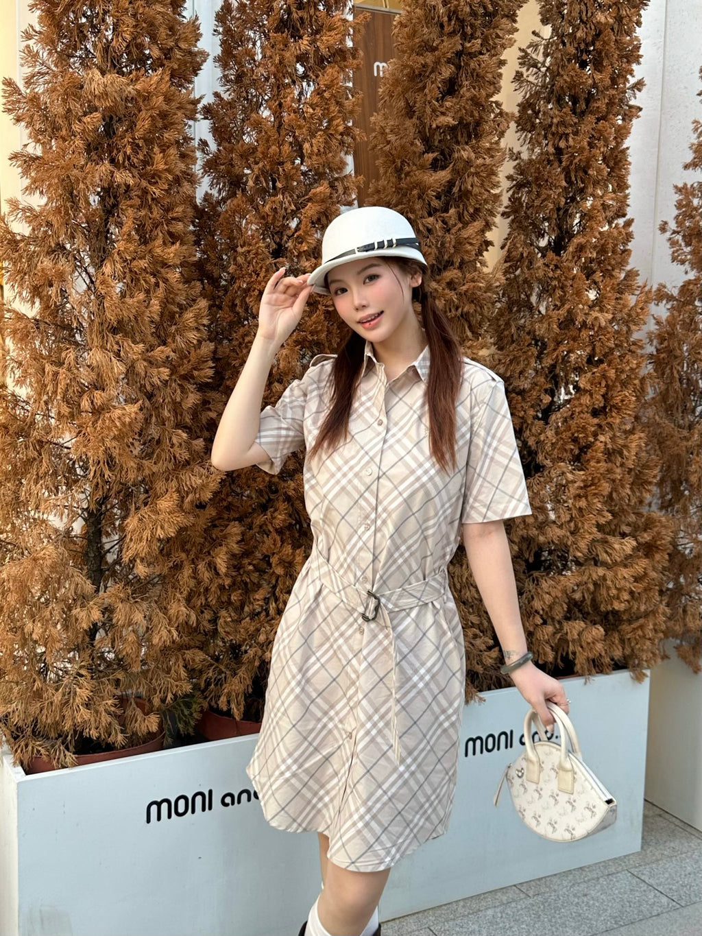 2026 Women's GS Embroidered Checkered Shirt-style Dress (DD180)