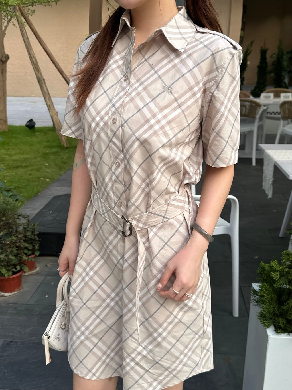 2026 Women's GS Embroidered Checkered Shirt-style Dress (DD180)