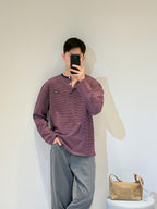 2026 New Model GS Logo Striped Henry Collar Long Sleeve (CC7017-A75)