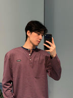 2026 New Model GS Logo Striped Henry Collar Long Sleeve (CC7017-A75)