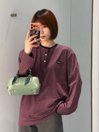 2026 Women's GS Logo Striped Henry Collar Long Sleeve (FF815)