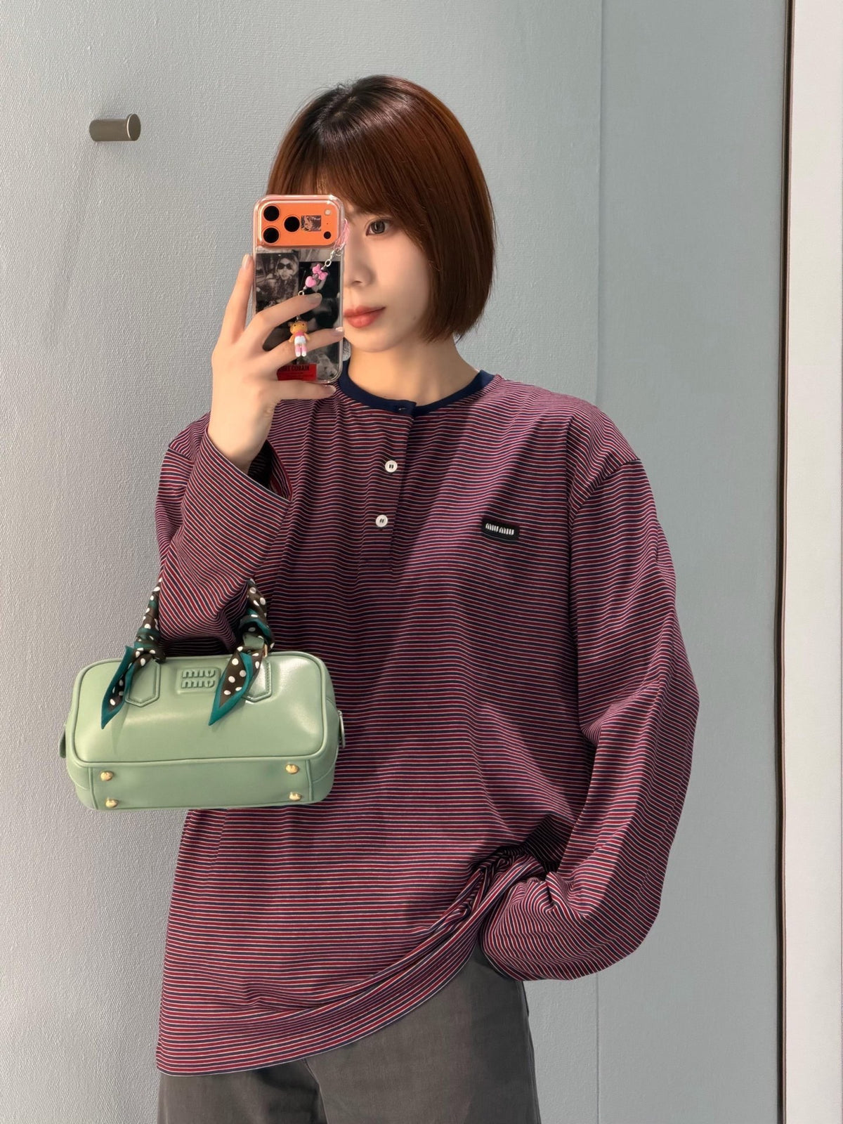 2026 Women's GS Logo Striped Henry Collar Long Sleeve (FF815)