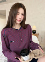2026 Women's GS Logo Striped Henry Collar Long Sleeve (FF815)